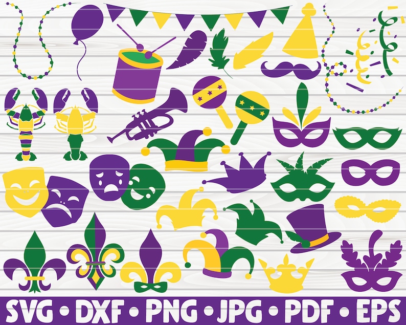 Download 33 Mardi Gras Elements Bundle SVG cut file clipart | Etsy