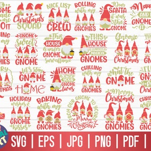 Christmas Gnome Quotes SVG Bundle / 25 Designs / Free Commercial Use / Cut Files for Cricut / Silhouette Studio / Clipart / Printable Vector