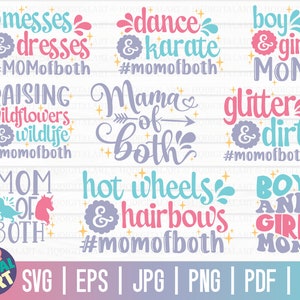 Mamma di entrambi Bundle SVG / Mamma vita SVG / Festa della mamma SVG / 9 Disegni / Taglia file per Cricut / Stampabile / Vettore / Uso commerciale gratuito