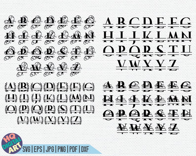 HUGE Split Monogram Alphabet Bundle SVG / Split Monogram Frame Alphabet Bundle / 26 Letter Designs / Digital Download for Cricut, Silhouette image 4