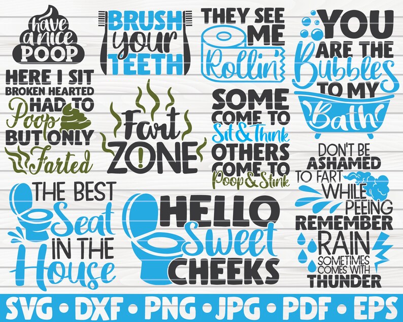 Download Funny Bathroom Quotes SVG Bundle 40 designs Cut File | Etsy