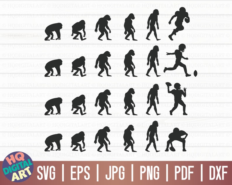 Football Evolution Silhouettes SVG Bundle / Football SVG / Cut File ...