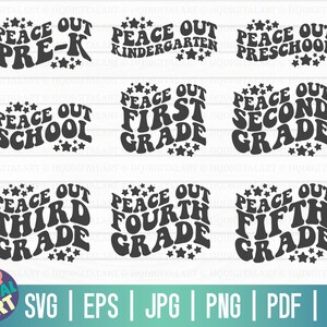 Peace out school SVG Bundel / Laatste dag van school SVG / Einde van school SVG / Gratis commercieel gebruik / Cut Files voor Cricut / Instant Download
