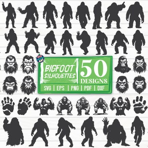 50 Bigfoot Silhouettes SVG Bundle / Cut File / Clipart / Printable / Vector / Decal / Stencil / Digital File / Instant Download