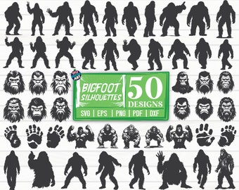 50 Bigfoot Silhouettes SVG Bundle / Cut File / Clipart / Printable / Vector / Decal / Stencil / Digital File / Instant Download