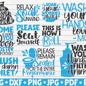 Funny Bathroom Quotes SVG Bundle / 40 diseños / Uso comercial gratuito / Archivos de corte para Cricut / clipart / imprimible / vector / descarga instantánea imagen 3
