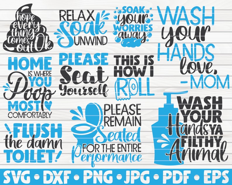 Download Funny Bathroom Quotes SVG Bundle 40 designs Cut File | Etsy