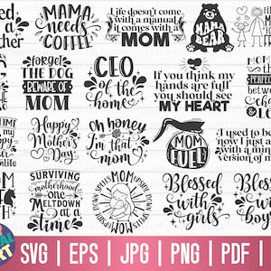 Mamma vita SVG Bundle TRE / Festa della mamma SVG / File tagliati per Cricut / Uso commerciale gratuito / Download istantaneo