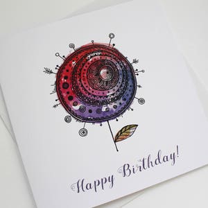 Happy Birthday Card, verjaardagskaart, verjaardagsbloem kaart, schattig cadeau, lege kaart, geïllustreerde kaart, kunstkaart, B-dagkaart, kaart voor haar