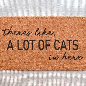 Theres Like A Lot Of Cats In Here Doormat, Funny Cat Doormat, Custom Welcome Mat, Cat Door Mat, Gift for Cat Lover, Personalized Doormat