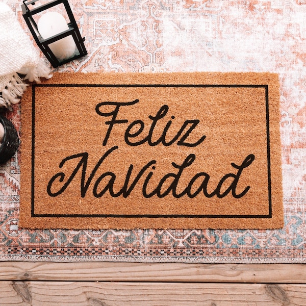 Feliz Navidad Doormat, Feliz Navidad Door Mat Merry Christmas Doormat Christmas Door Mat Christmas Welcome Mat Front Doormat Christmas Decor