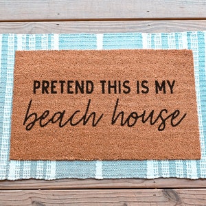 Tapis de paillasson Beach House, Tapis de paillasson, tapis de bienvenue, décor d’été, paillasson d’été, cadeau de pendaison de crémaillère, tapis de porte Lake House, décor de porche, cadeau