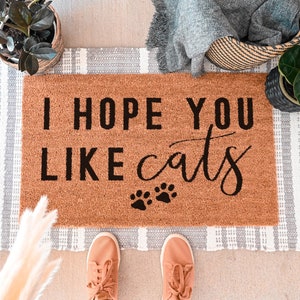 Hope You Like Cats Doormat, Cat Lovers Gift, Funny Doormat, Funny Welcome Mat, Custom Doormat, Personalized Doormat, Front Door Mat