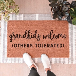 Grandkids Welcome Here Doormat, Grandparents Gift, Mothers Day Gift, Welcome Mat, Housewarming Gift, Personalized Doormat, Custom Doormat Style 1 (Main Photo)