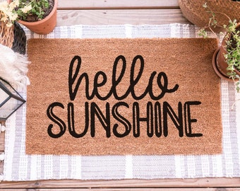 Hello Sunshine Doormat, Spring Welcome Mat, Summer Door Mat, Custom Doormat, Personalized Doormat, Spring Decor, Outdoor Door Mat Funny