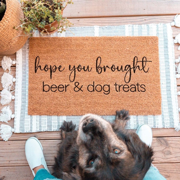 Beer and Dog Treats Doormat, Funny Dog Doormat, Personalized Doormat, Custom Doormat, Custom Welcome Mat, Beer and Dog Treats Door Mat