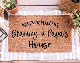 Theres No Place Like Grandmas House Doormat, Personalized Doormat for Grandparents Gift Ideas, Custom Welcome Door Mat, Mother's Day Gift