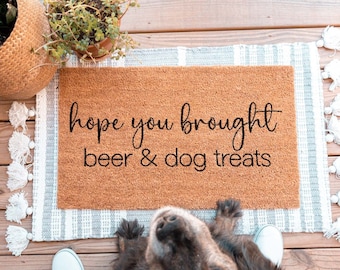 Beer and Dog Treats Doormat, Funny Dog Doormat, Personalized Doormat, Custom Doormat, Custom Welcome Mat, Beer and Dog Treats Door Mat