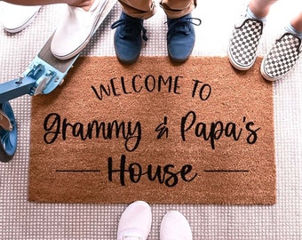 Grandparents Door Mat, Personalized Grandparents Gift Ideas, Christmas Doormat, Grandparents Welcome Mat, Custom Grandparents Doormat