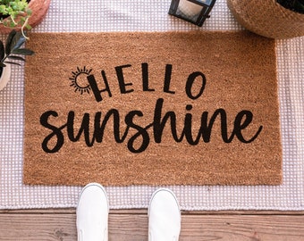 Hello Sunshine Welcome Mat, Hello Sunshine Door Mat, Summer Door Mat, Custom Welcome Mat, Custom Door Mat, Outdoor Welcome Mat Funny Doormat