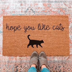 Hope You Like Cats Doormat, Cat Lovers Gift, Funny Doormat, Funny Welcome Mat, Cat Doormat, Housewarming Gift, Personalized Doormat