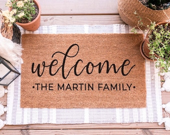 Personalized Doormat, Custom Door Mat, Custom Welcome Mat, Custom Doormat, Realtor Closing Gift, Personalized Wedding Gift, Cute Doormat