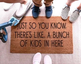 Bunch Of Kids Doormat, Funny Doormat, Funny Welcome Mat, A Lot Of Boys, A Lot of Dogs, Custom Doormat, Personalized Door Mat, Funny Door Mat