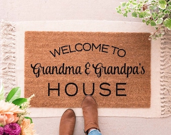 Grandparents Doormat, Gift For Grandparents, Christmas Doormat, Mothers Day Gift, Personalized Doormat, Custom Welcome Mat, Christmas Gift