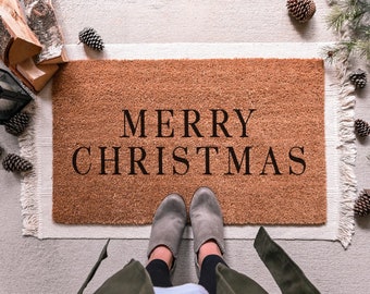 Merry Christmas Door Mat, Holiday Doormat, Christmas Doormat, Christmas Welcome Mat, Christmas Porch Decor, Holiday Decor, Cute Doormat