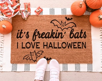It's Freakin Bats Doormat, I Love Halloween Doormat, Funny Doormat, Halloween Door Mat, Funny Door Mat, Custom Door Mat, Cute Doormat Custom