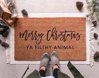Filthy Animal Doormat, Funny Christmas Doormat, Funny Doormat, Merry Christmas Doormat, Christmas Welcome Mat, Holiday Doormat, Door Mat