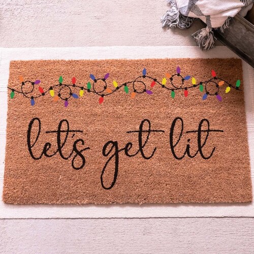 Let's Get Lit Doormat Funny Christmas Doormat Funny Etsy