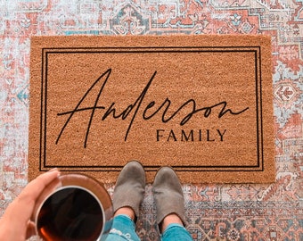 Custom Door Mat, Outdoor, Last Name Doormat, Front Door Decor, Housewarming Gift, Wedding Gift, Closing Gift, Personalized Welcome Doormat