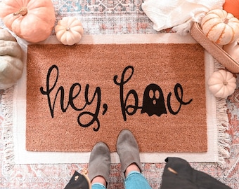 Hey Boo Doormat, Funny Doormat, Halloween Doormat, Ghost Doormat, Funny Door Mat, Halloween Door Mat, Custom Door Mat, Fall Doormat