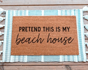 Tapis de paillasson Beach House, Tapis de paillasson, tapis de bienvenue, décor d’été, paillasson d’été, cadeau de pendaison de crémaillère, tapis de porte Lake House, décor de porche, cadeau