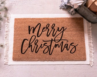 Merry Christmas Door Mat, Christmas Doormat, Outdoor Christmas Decor, Holiday Doormat, Christmas Welcome Mat, Cute Doormat, Custom Doormat