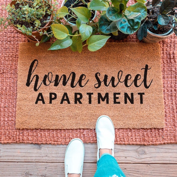 Felpudo de bienvenida para apartamento, felpudo de bienvenida, regalo de inauguración de la casa, felpudo de bienvenida, felpudo divertido, felpudo bonito, felpudo para puerta de entrada, hogar dulce hogar