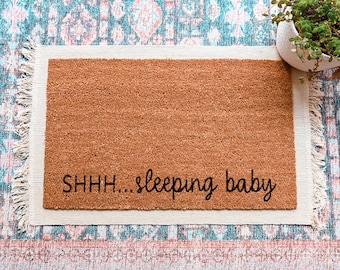 Sleeping Baby Doormat, Baby Shower Gift, New Baby, Mothers Day Gift, Funny Welcome Mat, Funny Doormat, Cute Doormat, Front Door Mat, Cop