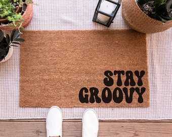 Stay Groovy Doormat, Custom  Doormat, Personalized Doormat, Custom Door Mat, Custom Welcome Mat, Cute Doormat, Funny Door Mat, Funny Doormat
