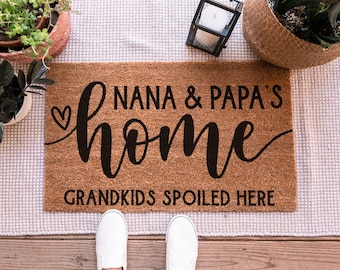 Grandparents Door Mat, Personalized Grandparents Gift Ideas, Christmas Doormat, Grandparents Welcome Mat, Custom Grandparents Doormat