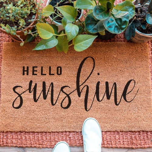 Hello Sunshine Doormat Mat Housewarming Gift Summer Etsy