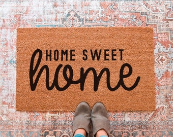 Home Sweet Home Doormat, Welcome Mat, Front Porch Decor, Front Door Decor, Housewarming Gift, Wedding Gift, Personalized Door Mat, Door Mat