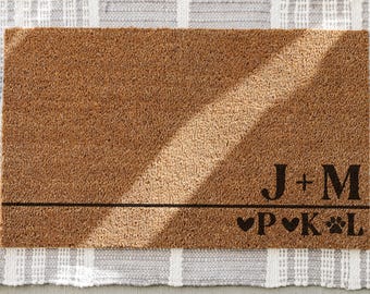 Custom Initials Coir Doormat: Personalized Family Welcome Mat