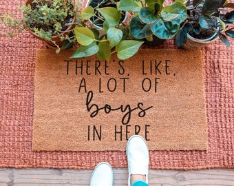 A Lot of Boys In Here Doormat, Baby Shower Gift, Funny Doormat, Lot Of Boys Door Mat, Boy Mom Welcome Mat, Personalized Doormat, Custom Rug