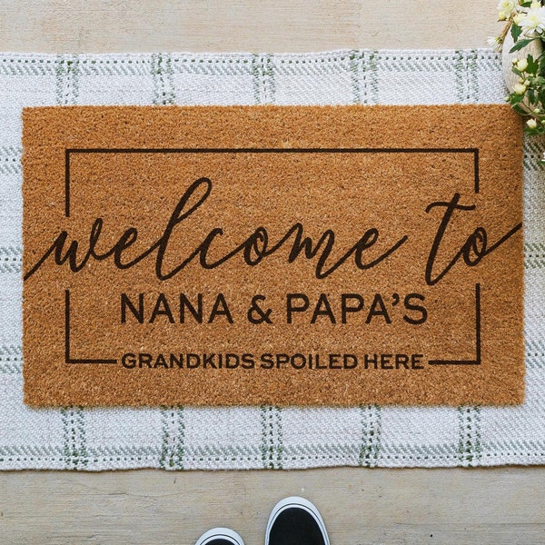 Grandkids Welcome Here Doormat, Grandparents Gift, Mothers Day Gift, Welcome Mat, Housewarming Gift, Personalized Doormat, Custom Doormat