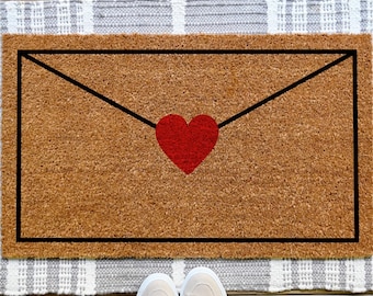 Valentine's Day Love Letter Doormat, Cute Valentine's Day Doormat, Front Porch Decor, Housewarming Gift, Valentine's Day Decor