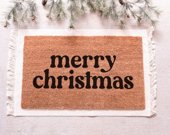 Merry Christmas Doormat, Retro Christmas Door Mat, Christmas Welcome Mat, Retro Christmas Doormat, Christmas Porch Decor Retro Holiday Decor