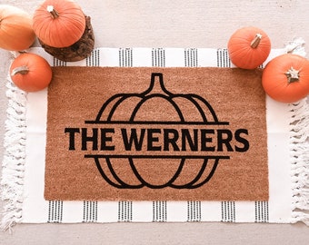 Custom Fall Doormat, Personalized Doormat, Pumpkin Door Mat, Fall Door Mat, Monogram Doormat, Halloween Doormat, Custom Door Mat, Fall Decor