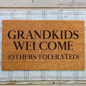 Grandkids Welcome Here Doormat, Grandparents Gift, Mothers Day Gift, Welcome Mat, Housewarming Gift, Personalized Doormat, Custom Doormat