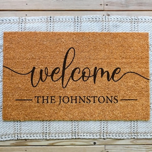 Personalized Door Mat, Custom Doormat, Personalized Welcome Mat, Last Name Doormat, Personalized Doormat, Housewarming Gift, Closing Gift